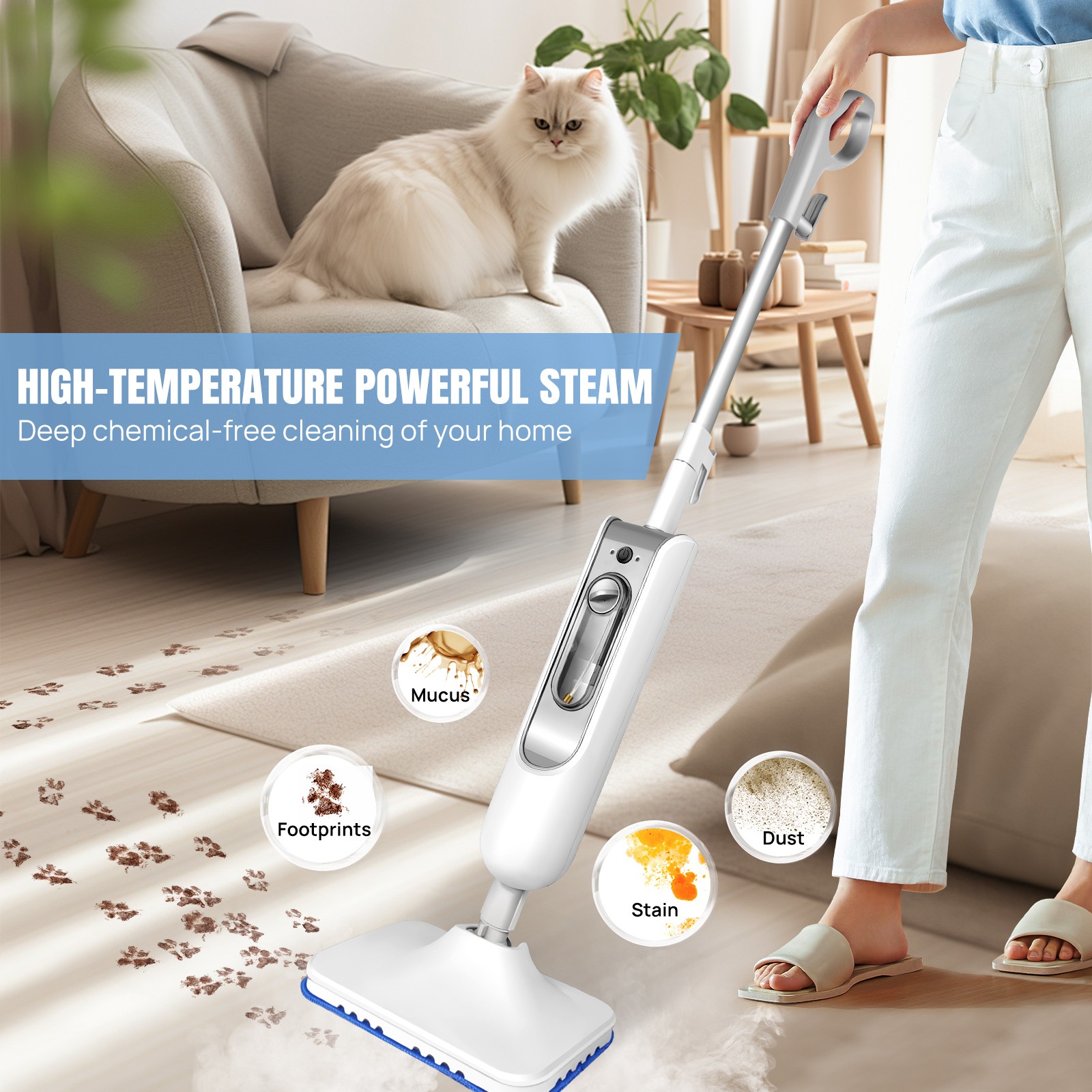 เครื่องไอน้ำ 12 in 1 ทำความสะอาดพื้น พรม หน้าต่าง 5000W